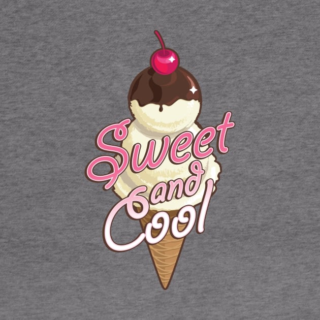 Sweet and cool ice cream cone with pink by goldengallery